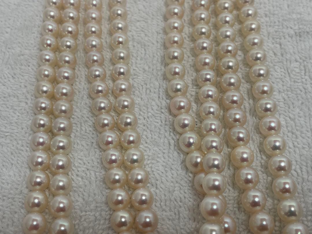 【美品】ミキモト アコヤ K14WG 2連 ロング パールネックレス 6.5mm