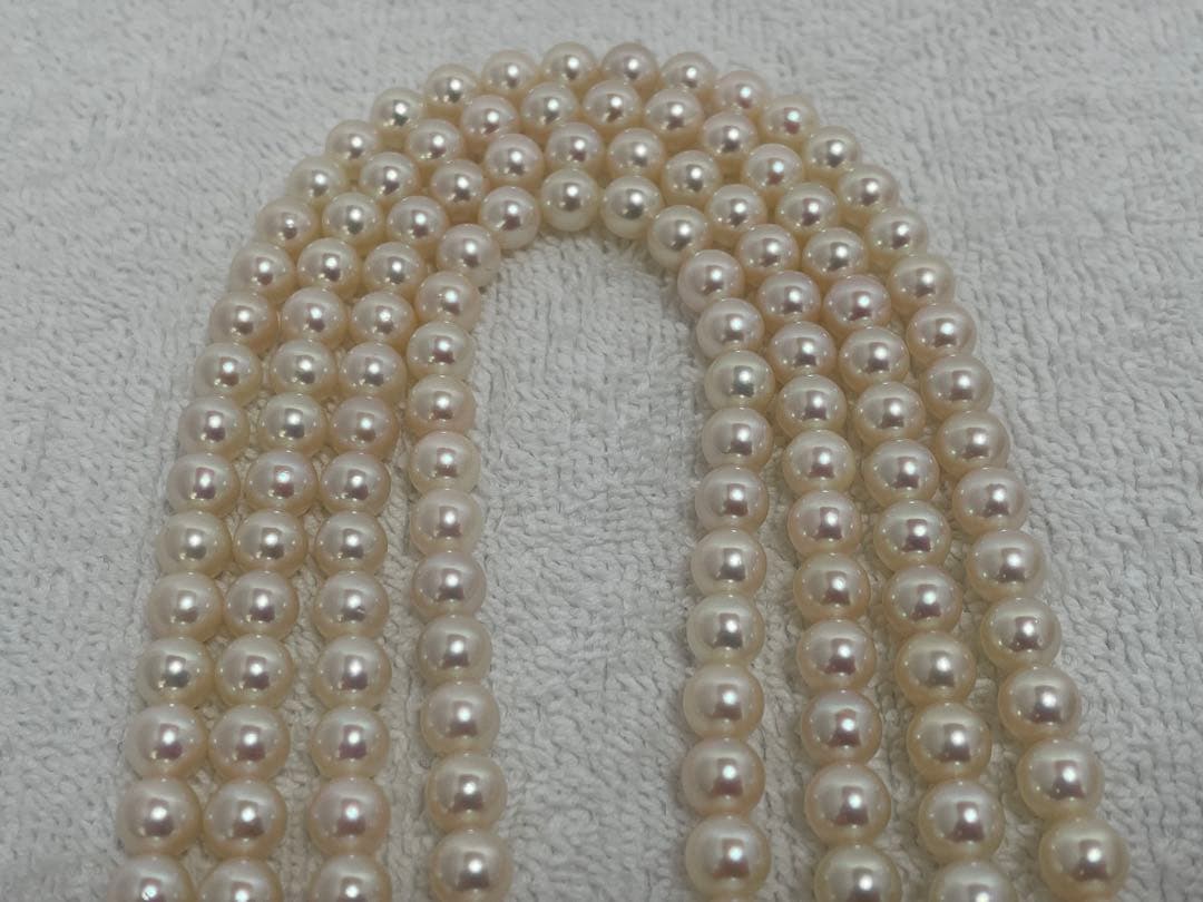 【美品】ミキモト アコヤ K14WG 2連 ロング パールネックレス 6.5mm