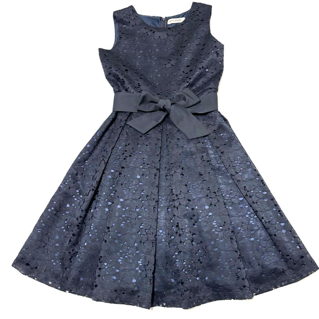 定価￼￼￼￼5万　極美品✨ポンポネットジュニア　総レースワンピース　紺色　160