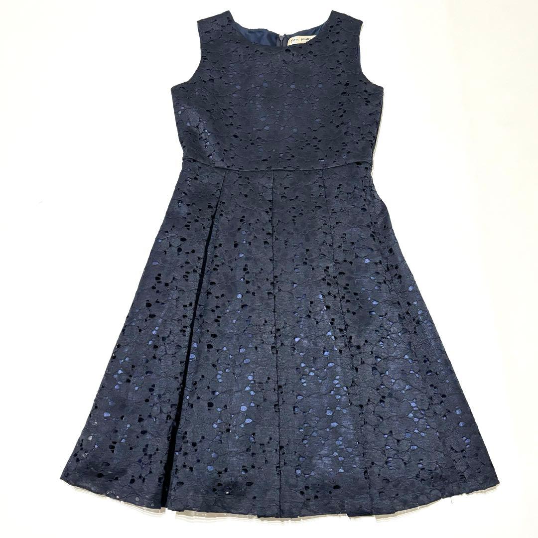 定価￼￼￼￼5万　極美品✨ポンポネットジュニア　総レースワンピース　紺色　160