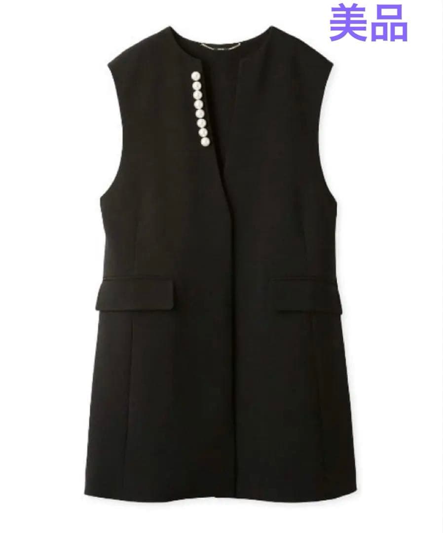 セルフォード　黒　パールボタン付きジレ　お呼ばれ