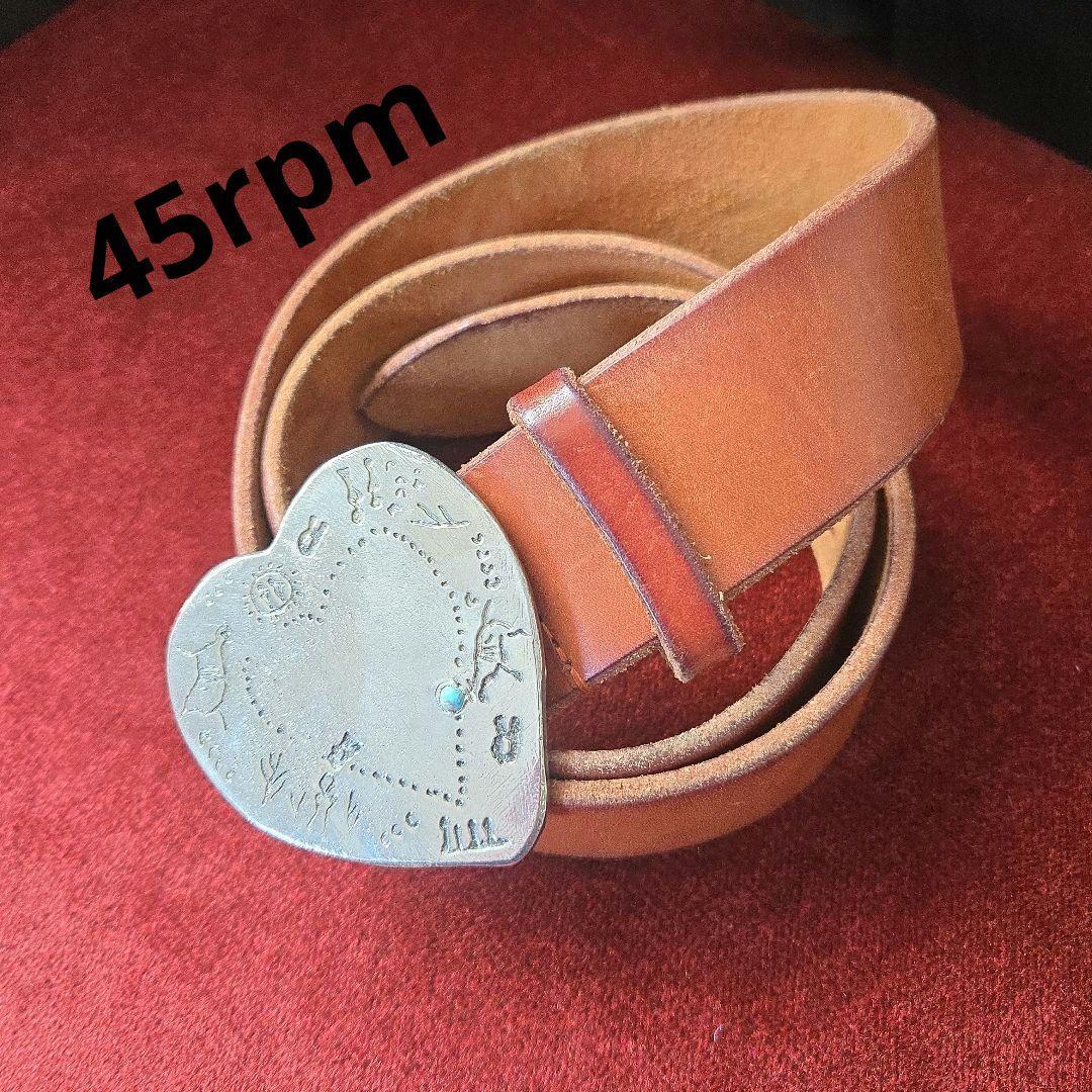 【希少】45rpm 45R ブラウンレザー ハート型バックル ベルト