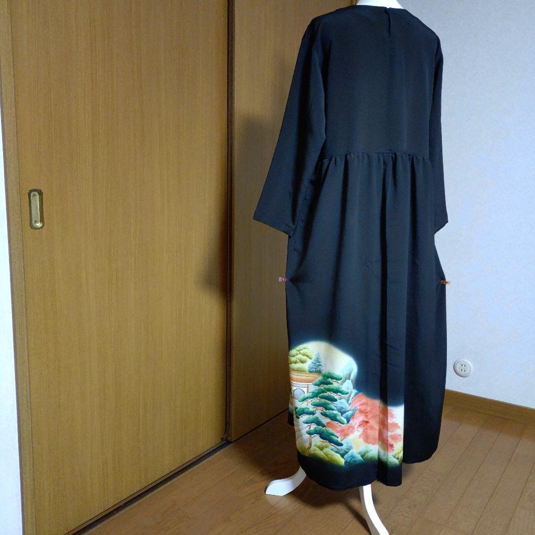ぶ*ん様 【未使用正絹黒留袖】ロングワンピース4点セット　作家物　L〜LL