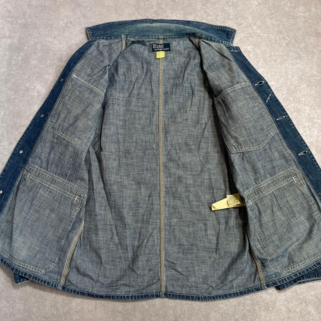 90sポロラルフローレン デニムカバーオール ワークジャケット L相当