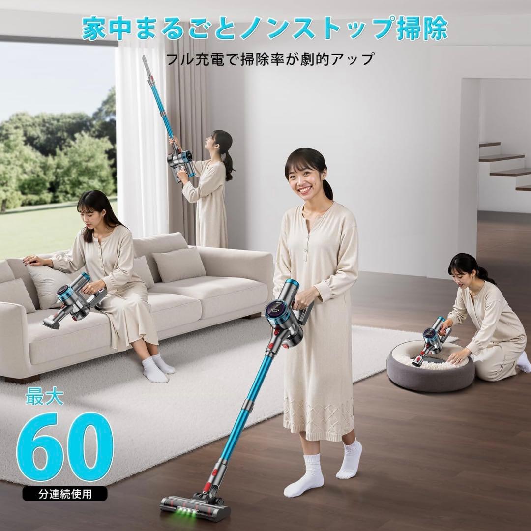 未使用⭐️掃除機 コードレス 強力吸引・自立式ブラシヘッド・ダニ除去ブラシ付き