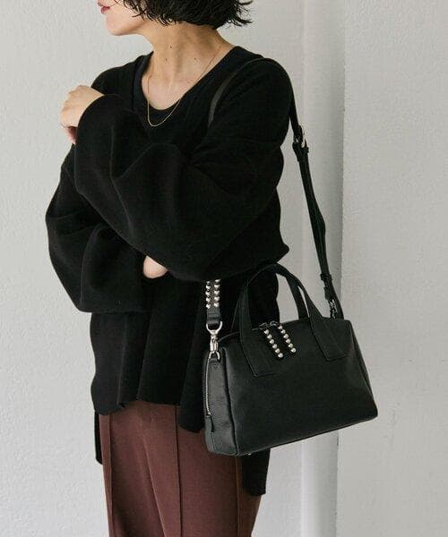 ear PAPILLONNER 2WAY スタッズボストンバッグ ブラック 本革