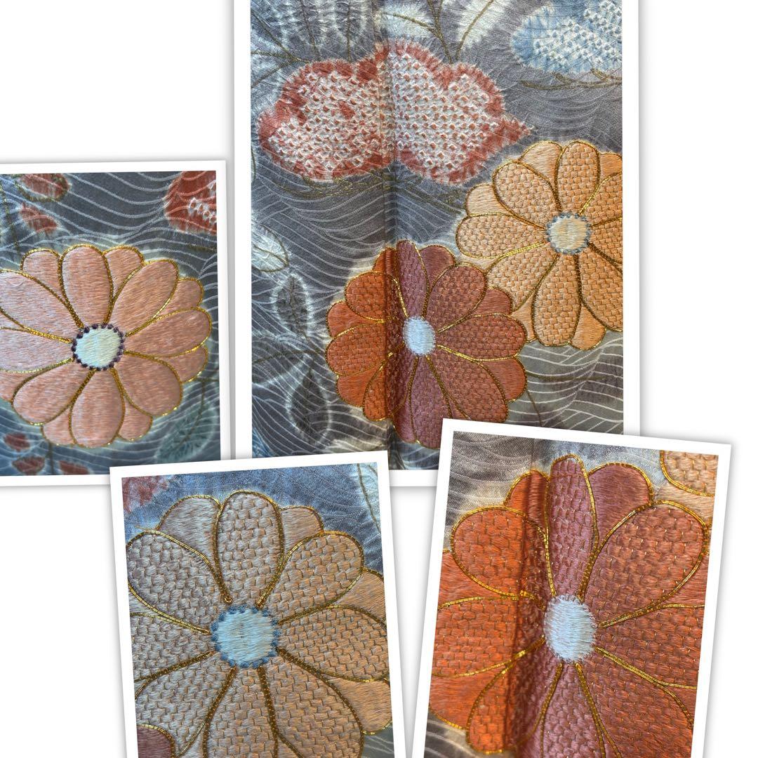 フォーマル５点フルセット 正絹訪問着　袋帯　帯締め帯揚げ　重ね襟