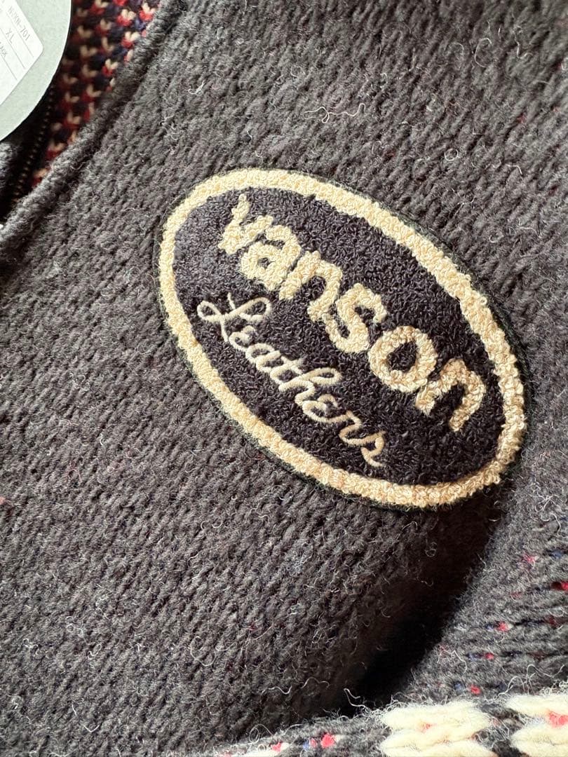 【本物】VANSON バンソン カウチンニット　NVKN-701 ジップ　XL