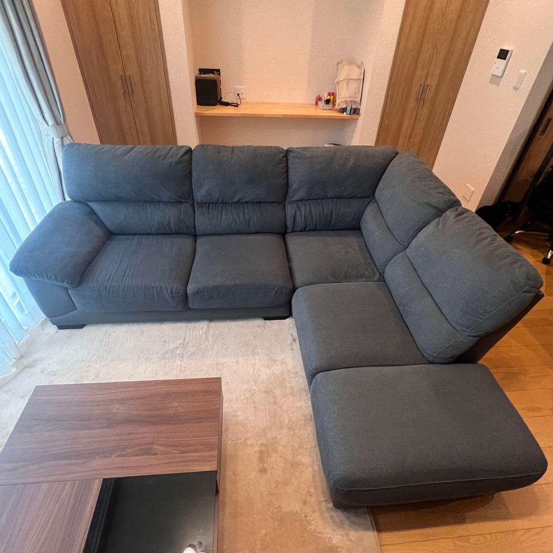 【愛知引取り・着払い限定】ニトリ　布張りカウチソファ　L字ソファ　コーナーソファ