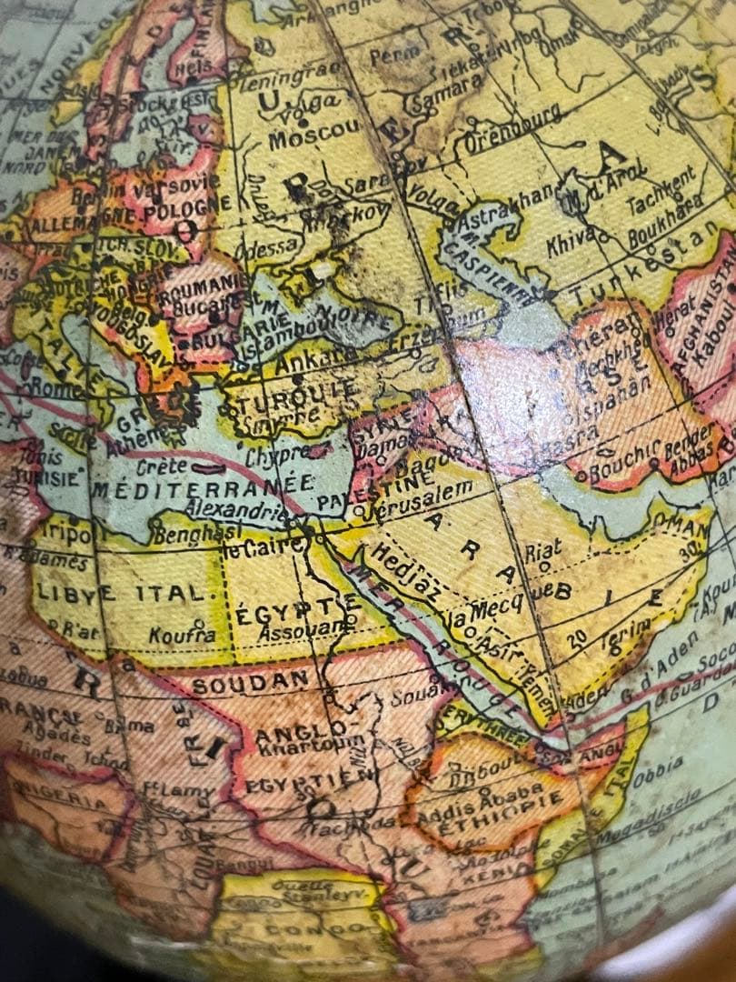 アンティーク地球儀フランス製1930〜40年代ヴィンテージ