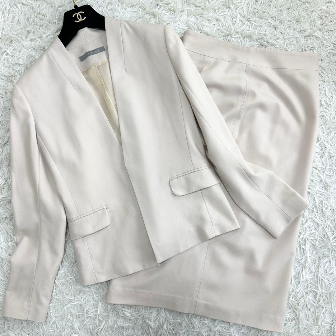 theory luxe セットアップ ノーカラージャケット アイボリー 近年