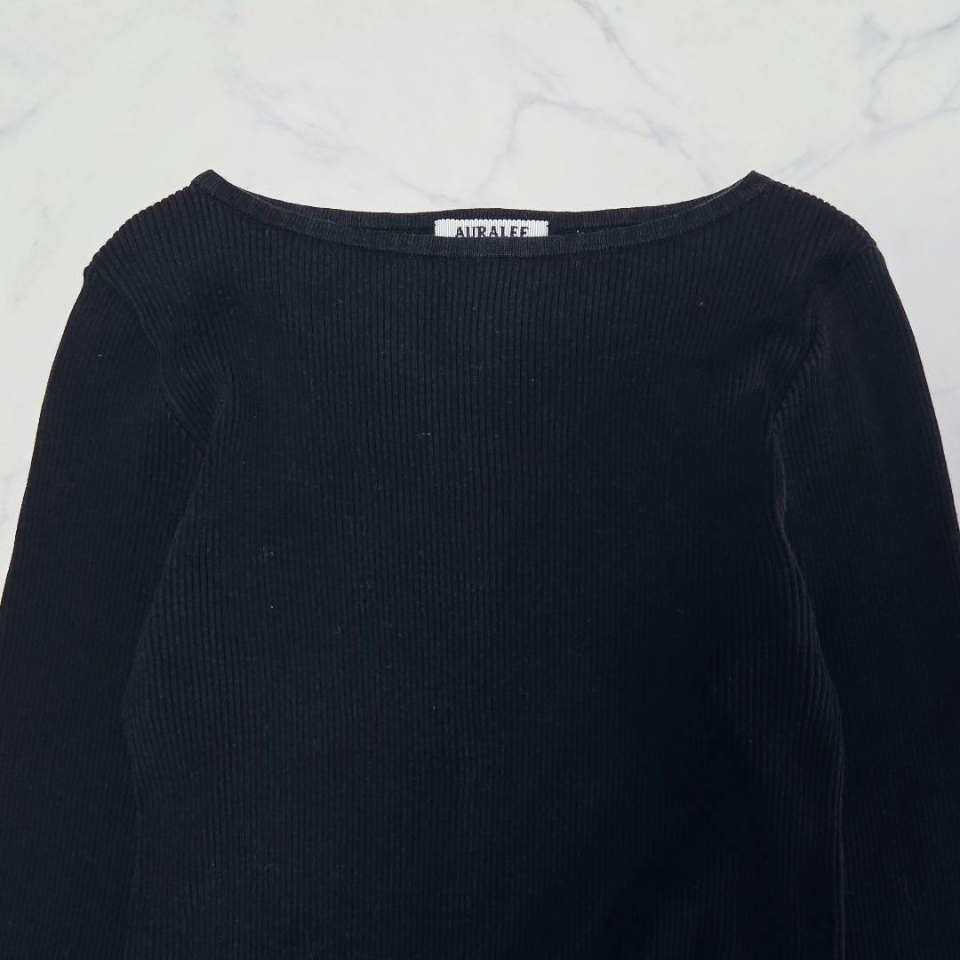 オーラリー ロンハーマン ギザボートネック クルーネック 長袖 カットソー 黒