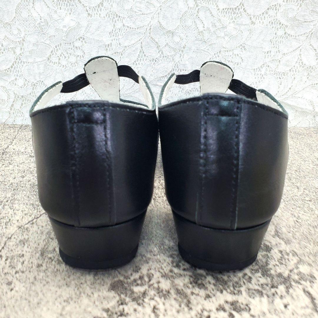 未使用級【CATWORTH】Tストラップ フラットシューズ 黒 23.5cm