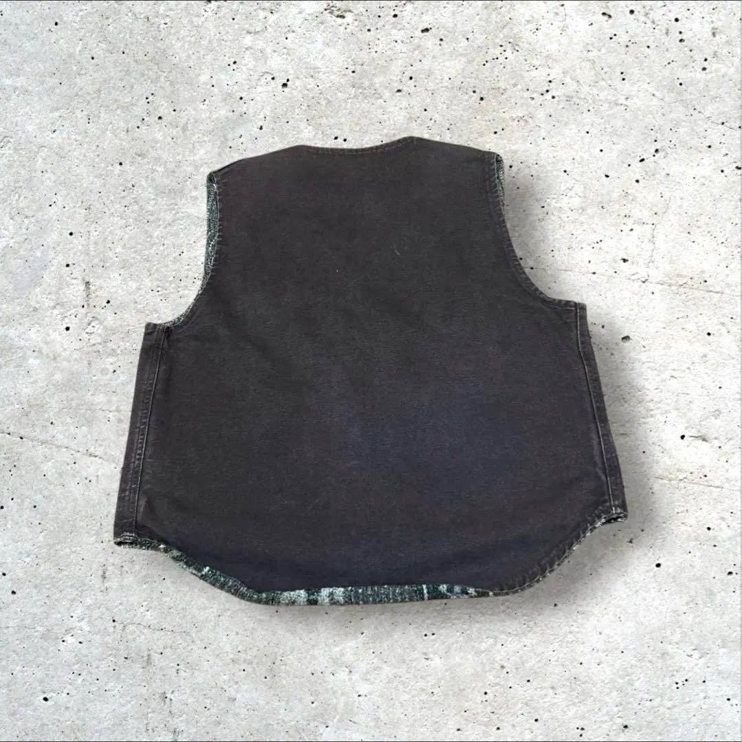 carhartt 90s ダークブラウン ダックベスト　ネイティブ柄　幾何学模様