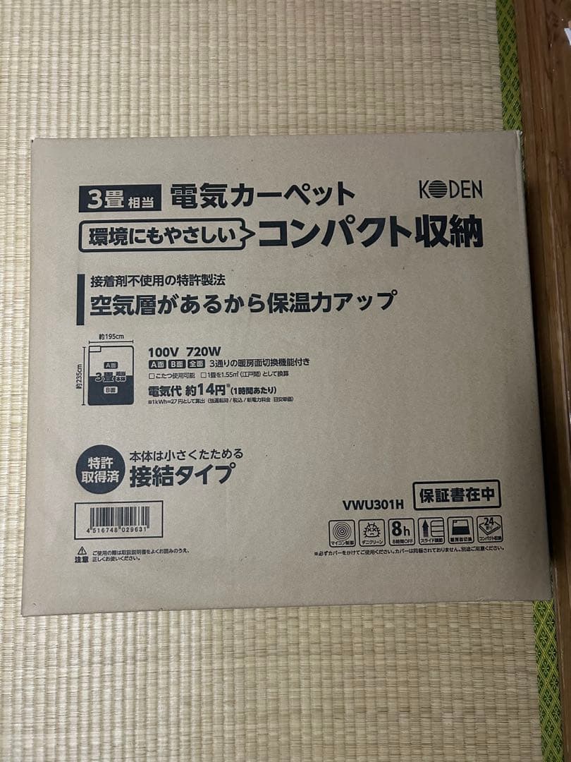 KODEN 電気カーペット VWU301H 3畳