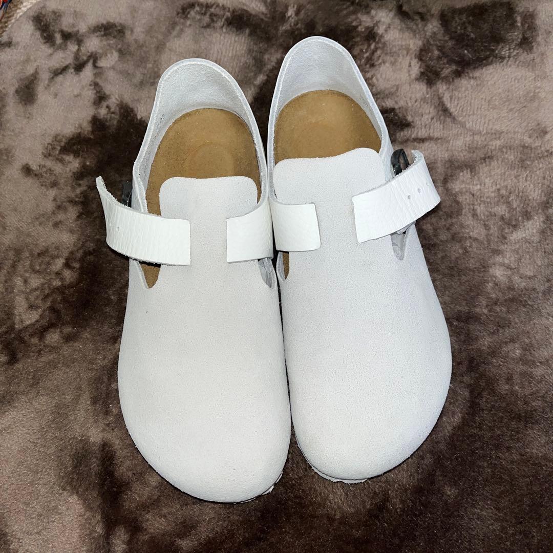 ビルケンシュトック ロンドン ホワイト レザー スエード サンダル　37 白