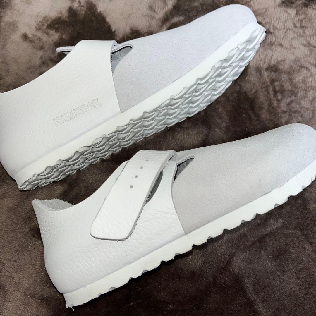 ビルケンシュトック ロンドン ホワイト レザー スエード サンダル　37 白