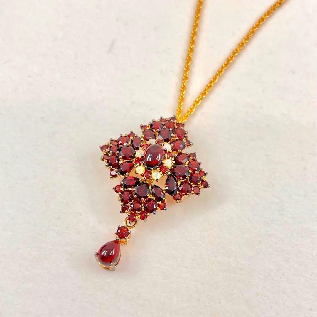 【美品】碌山 Rokuzanガーネット&オパールペンダントブローチ