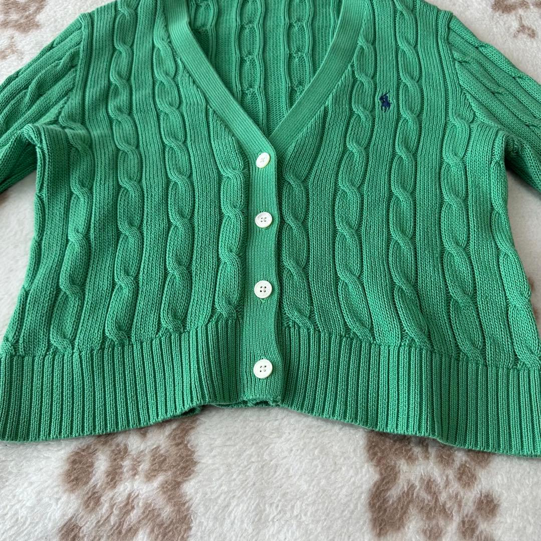 ポロラルフローレン ケーブルニット カーディガン ポニー刺繍 リブ QR LG
