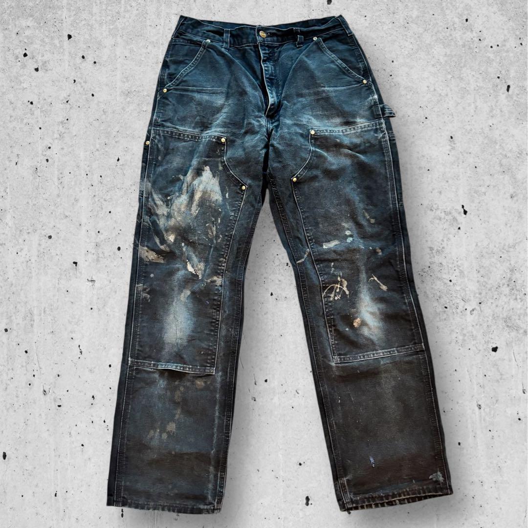 ち*お様 Carhartt B01 米国製 鉄黒フェード ダブルニーペンキ