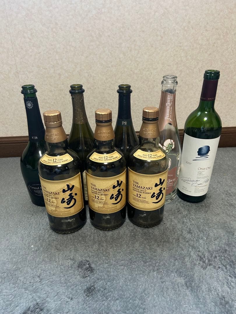 ★値下げしました★山崎12年、シャンパン、ワインの空瓶セット