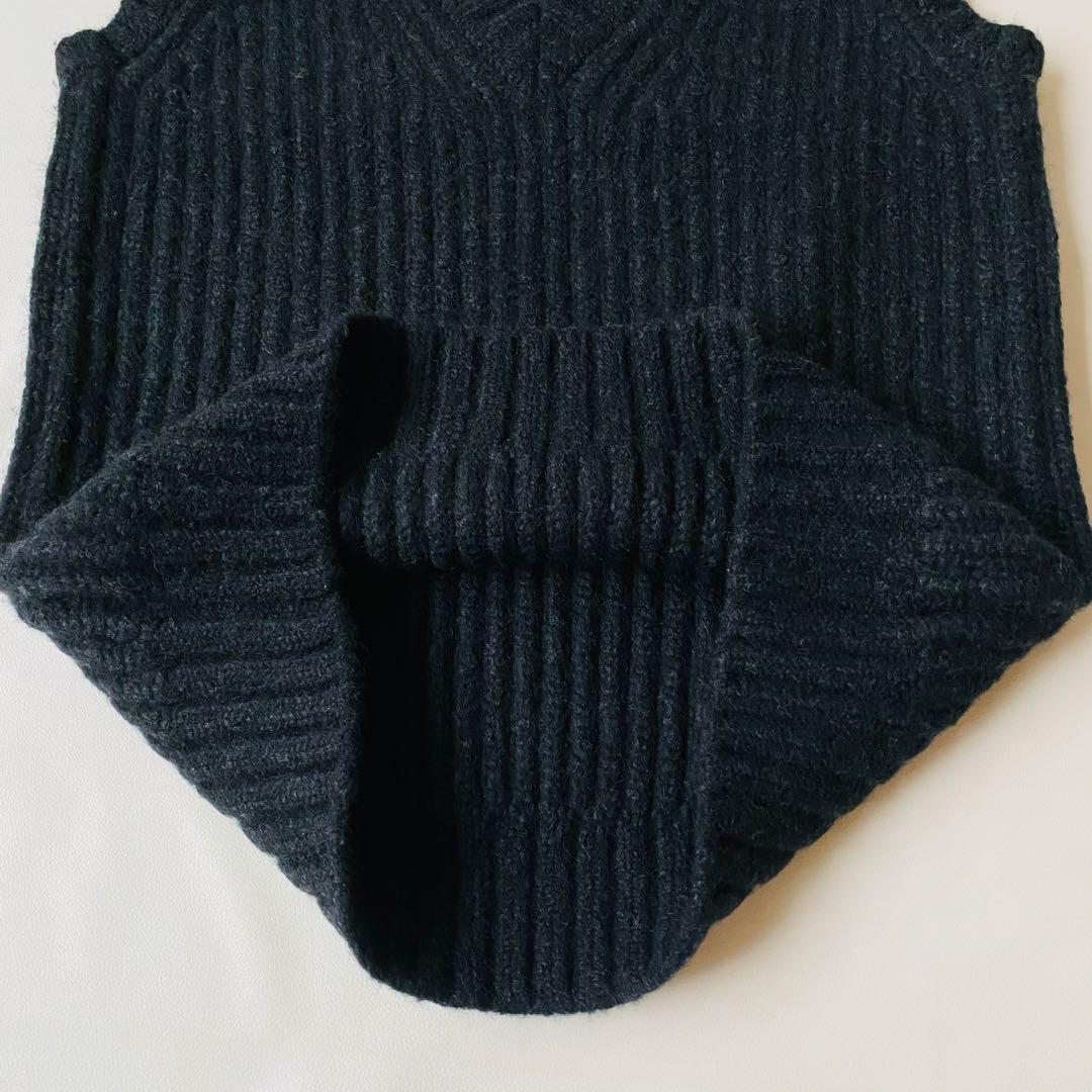 【美品】ドゥロワー　3G畔編み Vネック ニットベスト　ウール　キャメル　2