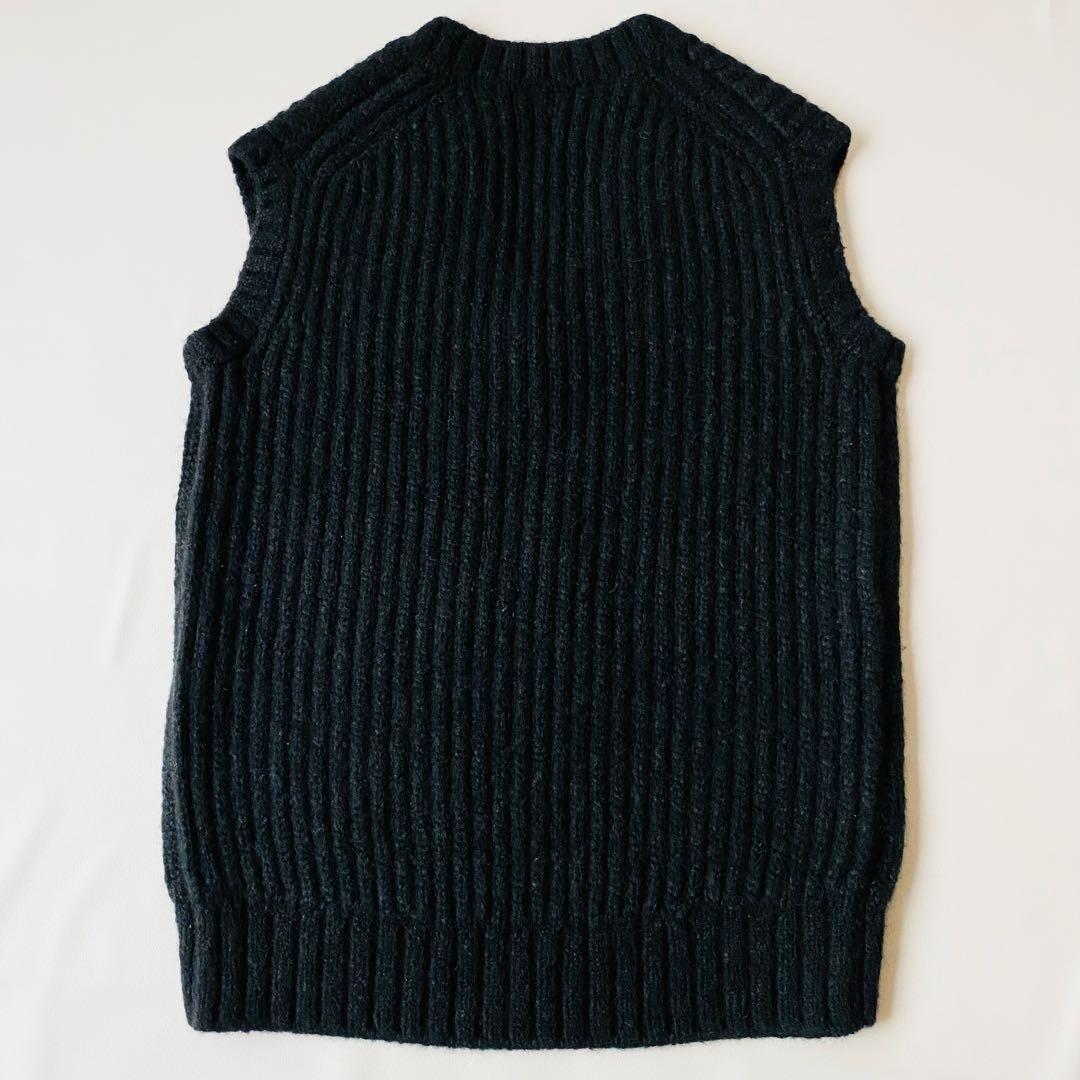 【美品】ドゥロワー　3G畔編み Vネック ニットベスト　ウール　キャメル　2