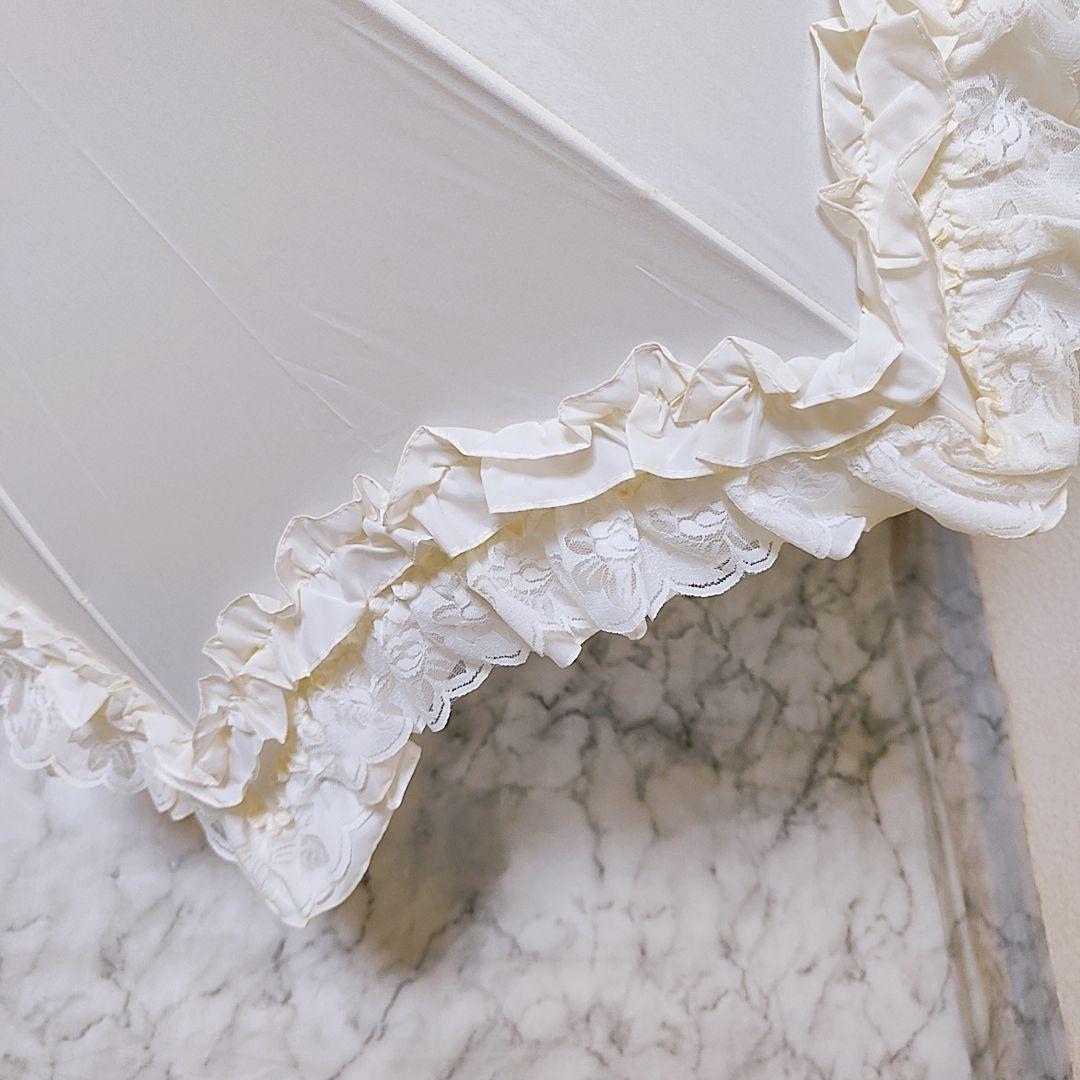 【極美品】ベイビーザスターズシャインブライト レースフリルアンブレラ 傘 オフ白