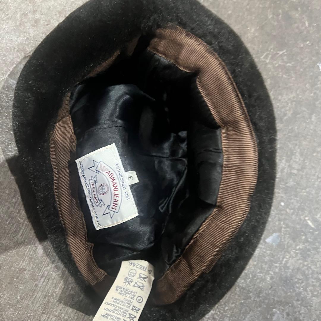 90's y2k Armani archive ファー　ハット　希少　ブラウン
