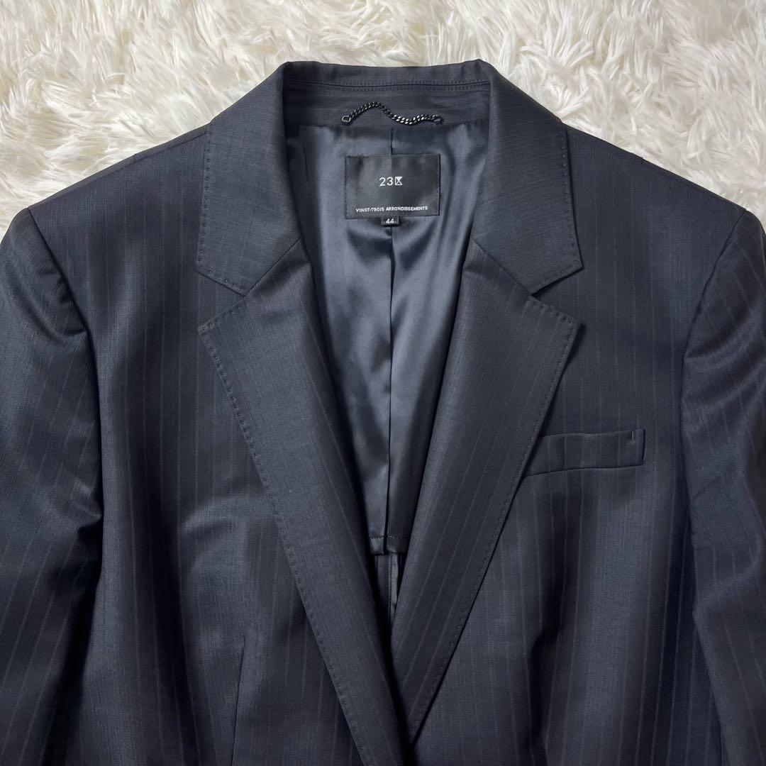 美品　23区　セットアップ　スーツ　スカート　大きいサイズ　44　ストライプ