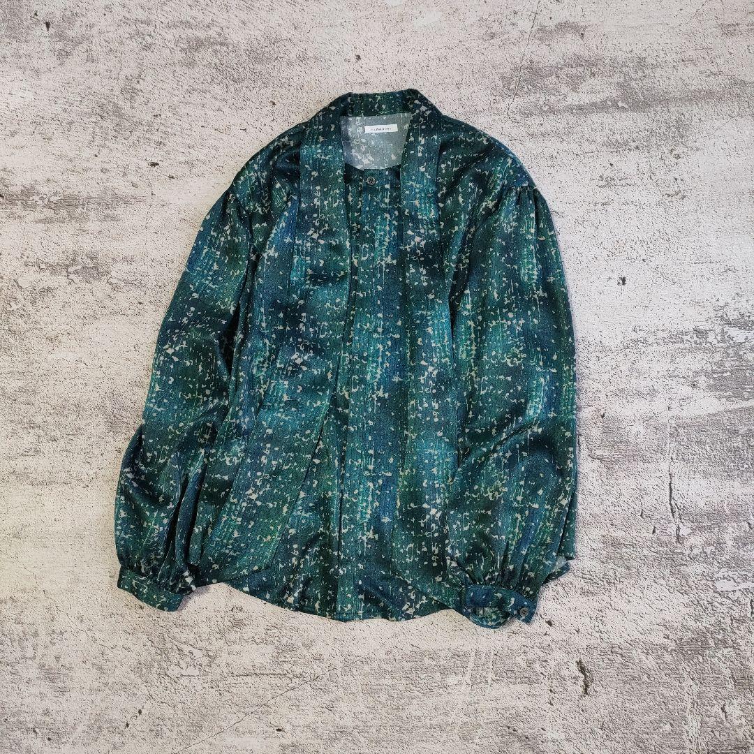 極美品　25AW HERALBONY「こもれび」サテンボウタイシャツ　日本製