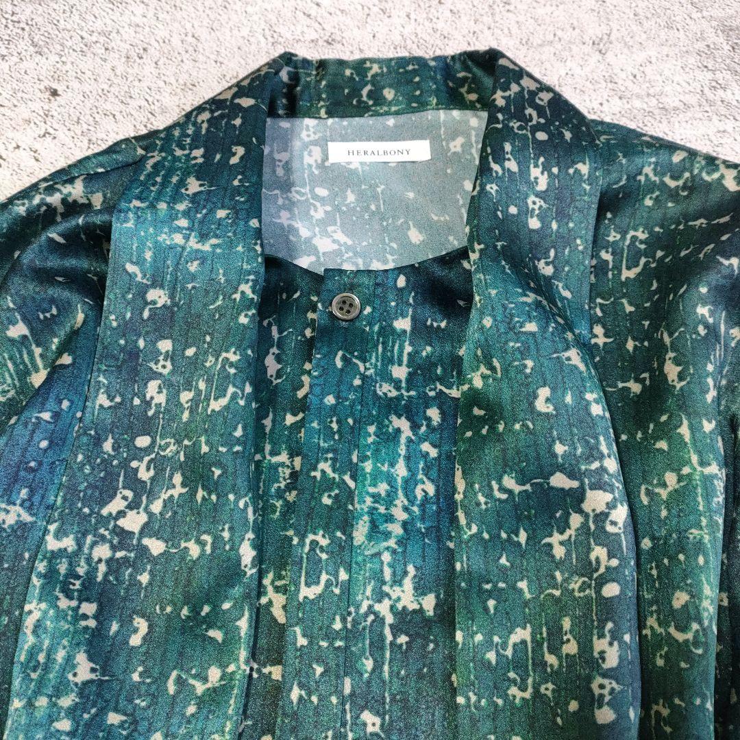 極美品　25AW HERALBONY「こもれび」サテンボウタイシャツ　日本製