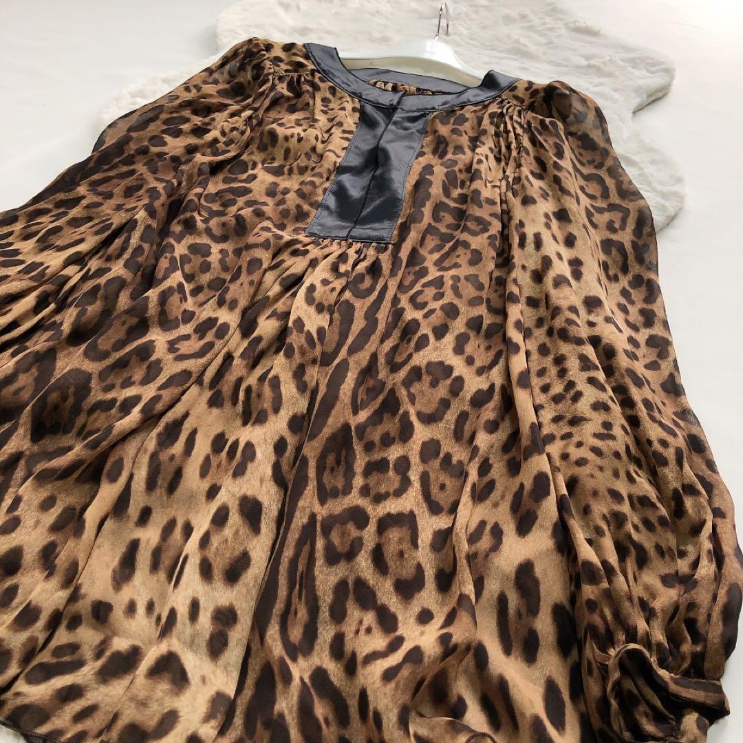 ドルチェアンドガッバーナ*レオパード柄シフォンブラウス　透け感　ヒョウ柄 38