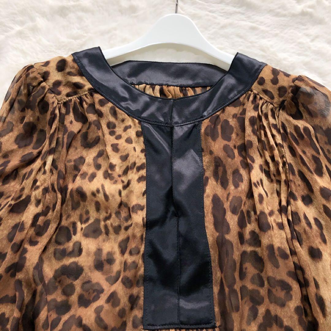 ドルチェアンドガッバーナ*レオパード柄シフォンブラウス　透け感　ヒョウ柄 38