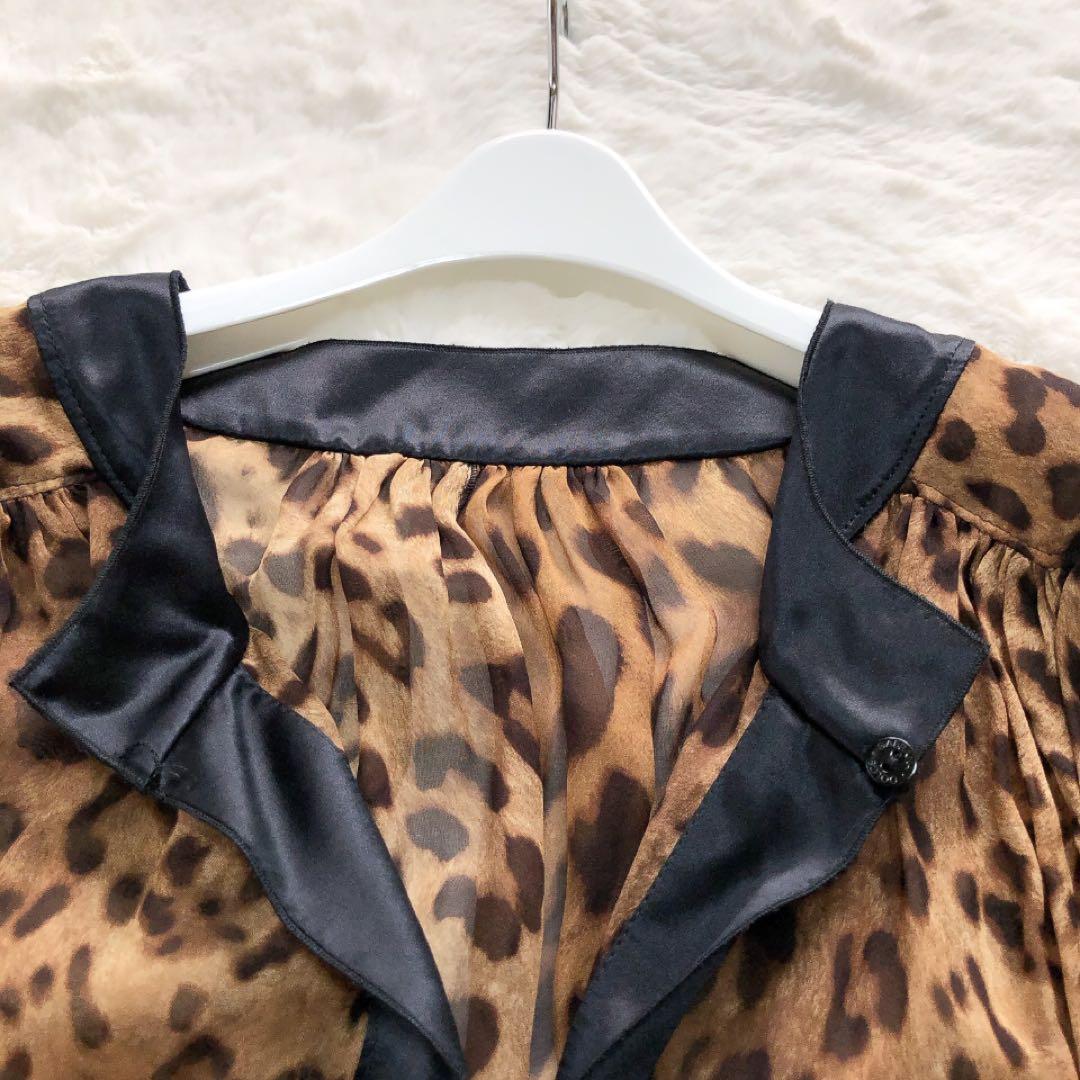 ドルチェアンドガッバーナ*レオパード柄シフォンブラウス　透け感　ヒョウ柄 38