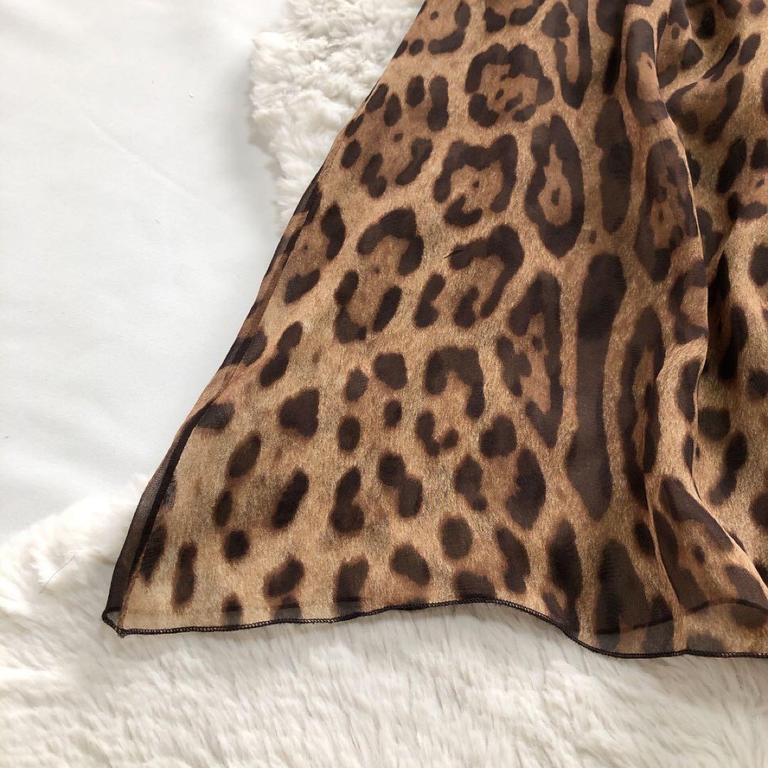 ドルチェアンドガッバーナ*レオパード柄シフォンブラウス　透け感　ヒョウ柄 38