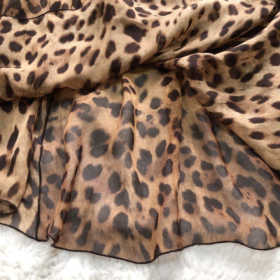 ドルチェアンドガッバーナ*レオパード柄シフォンブラウス　透け感　ヒョウ柄 38