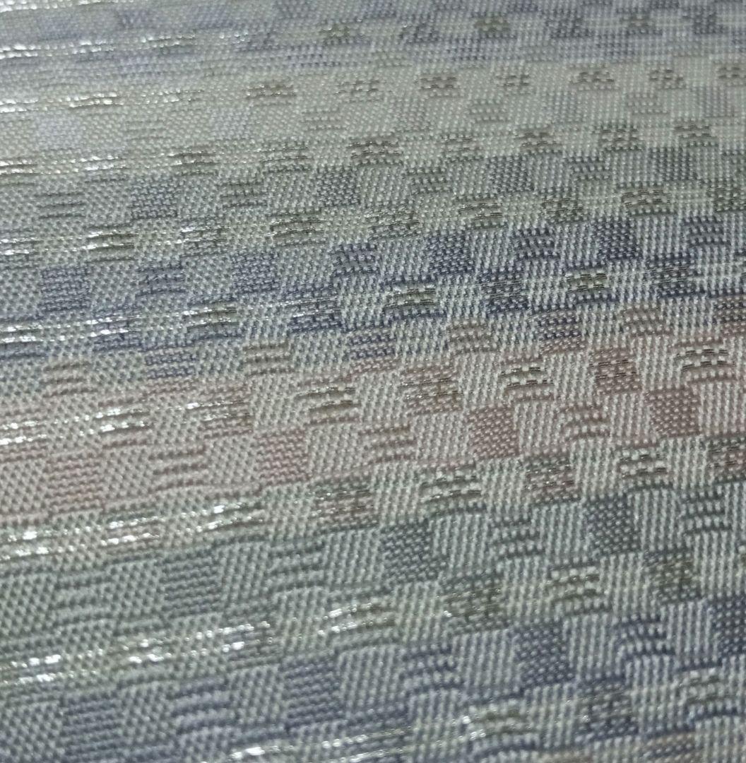 ★美品特価★【河瀬満織物】の袋帯　淡色の横縞 全通 銀糸 西陣織