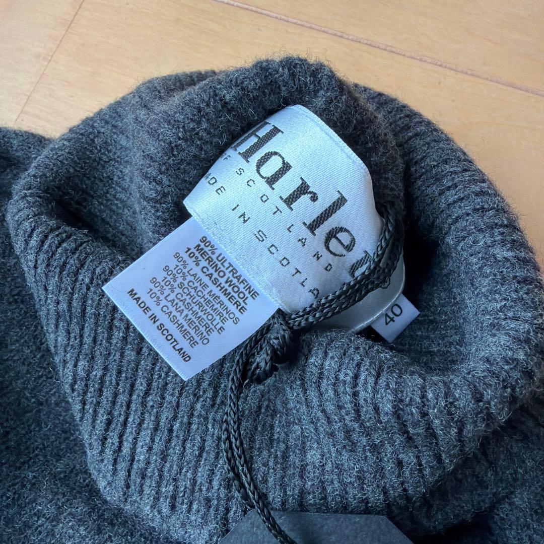 【新品】タートルネック セーター ハーレーオブスコットランド チャコール 40