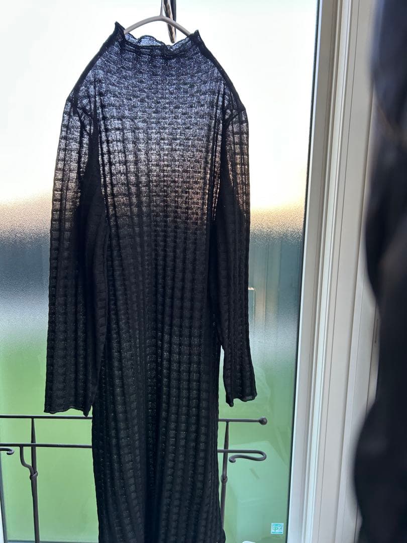 未着用Ameri PLAID SHEER TURTLE KNIT DRESS