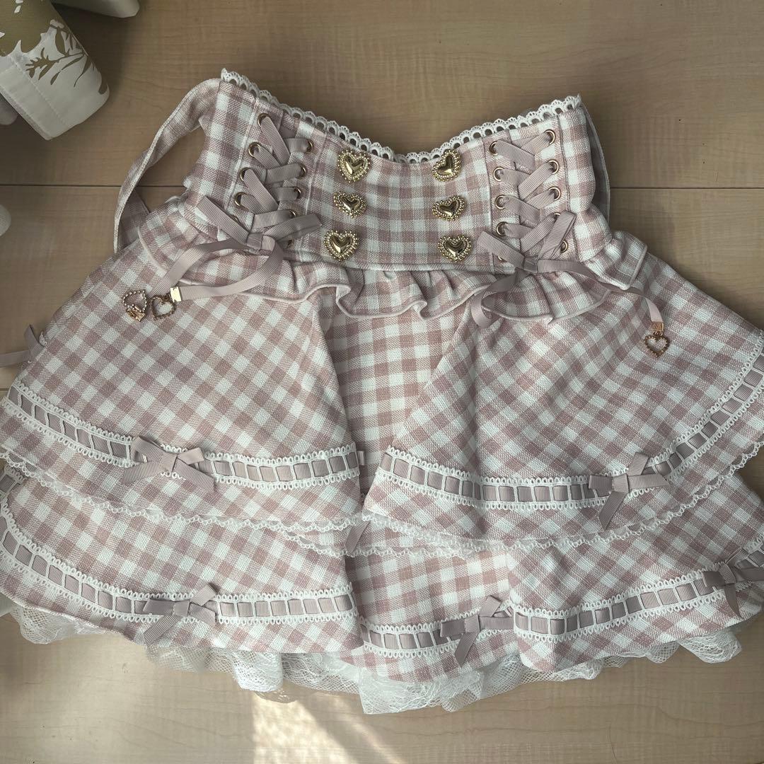 チェック柄フリルミニスカート