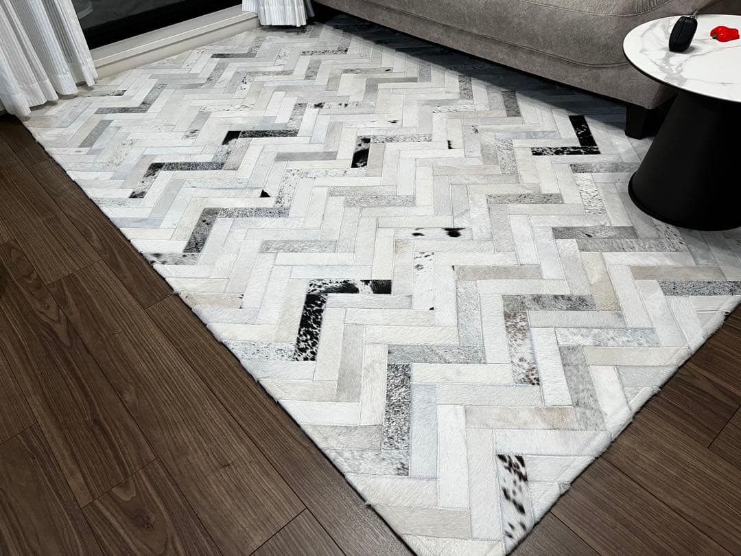 北欧モダン 手工パッチワーク牛革カーペット 160×230cm