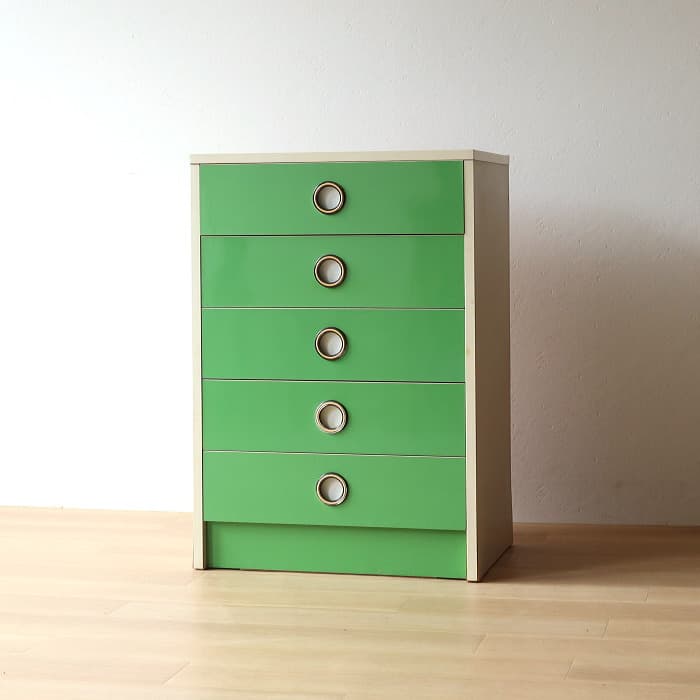 レトロポップ 整理タンス 昭和レトロ おもちゃ箱 スペースエイジ 緑色