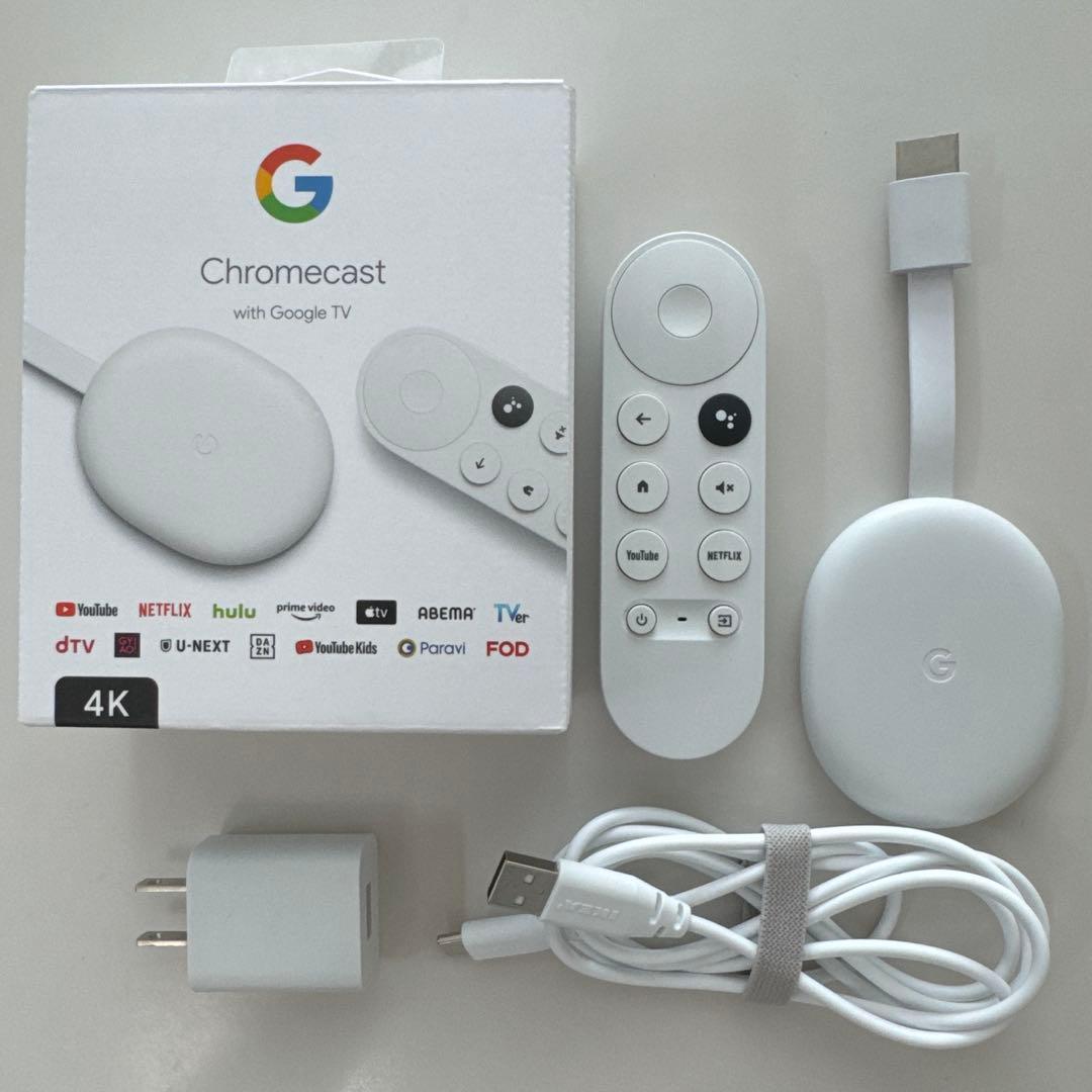 【美品】Chromecast Google TV 4K 箱 リモコン ケーブル類