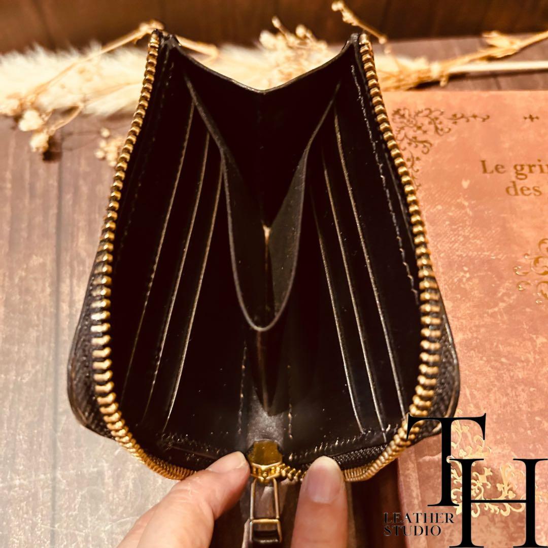 コードバン　新喜皮革　L字ファスナーウォレット　黒