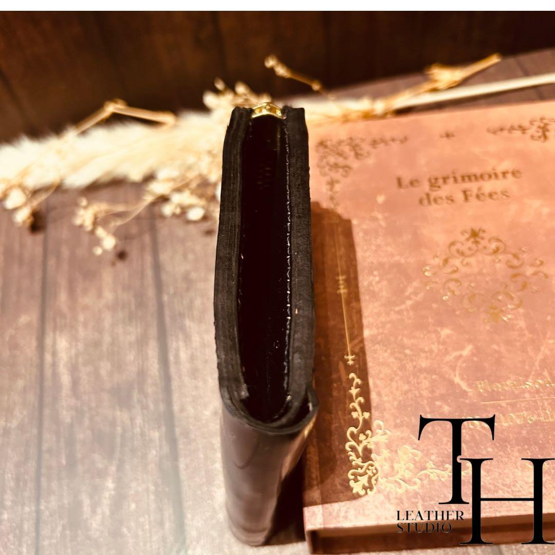 コードバン　新喜皮革　L字ファスナーウォレット　黒