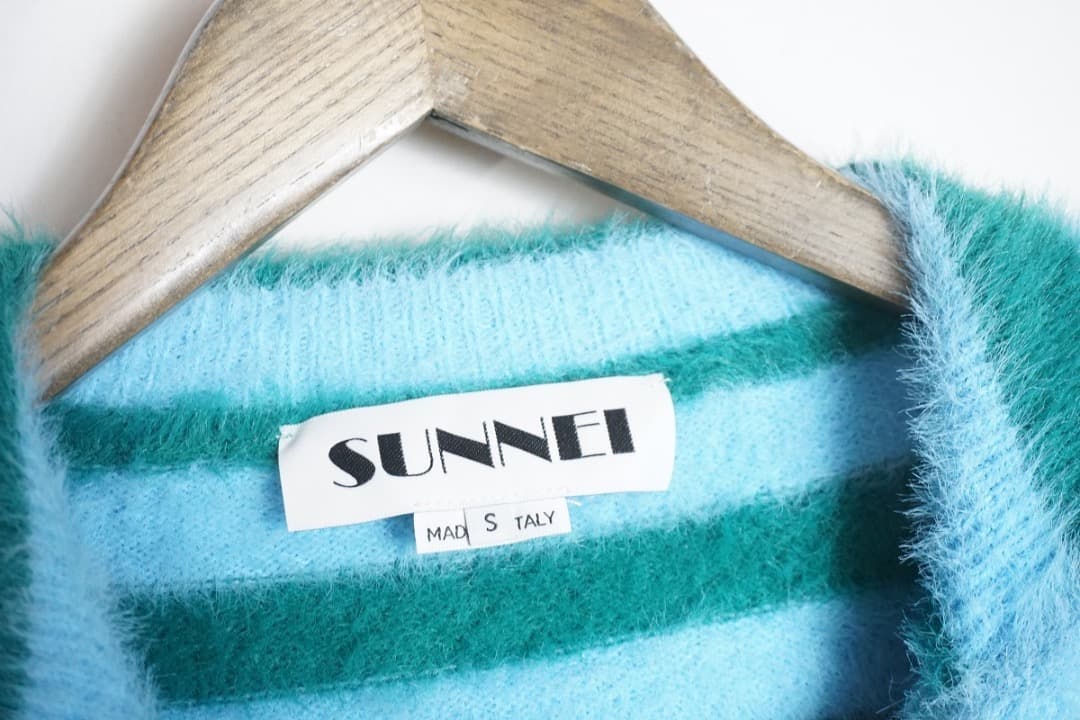 美品SUNNEI スンネイ ハーフジップ ニット セーター ボーダー 119P▲
