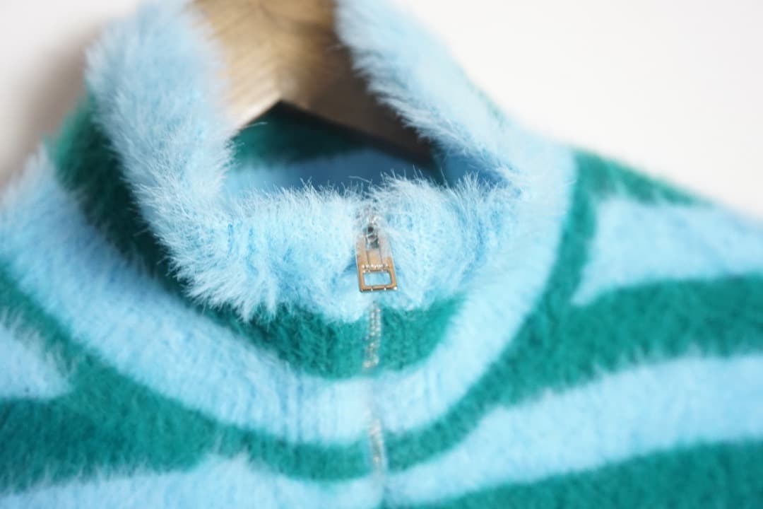 美品SUNNEI スンネイ ハーフジップ ニット セーター ボーダー 119P▲