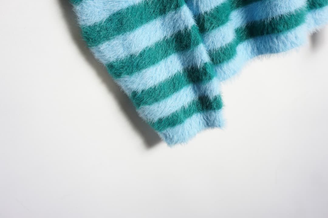 美品SUNNEI スンネイ ハーフジップ ニット セーター ボーダー 119P▲