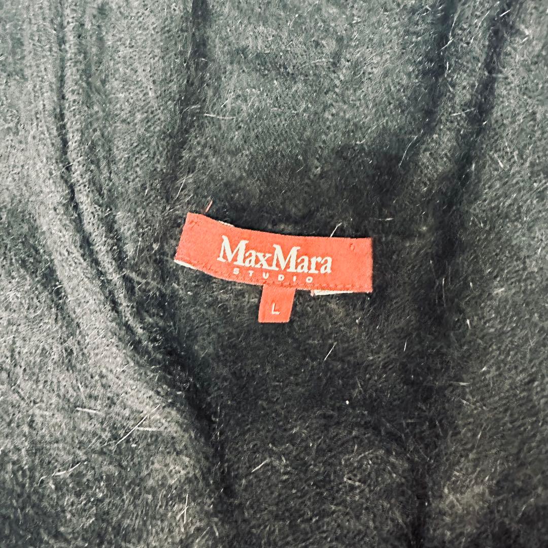 MaxMara STUDIO赤タグ アンゴラ混ドッキングワンピース黒 カシミヤ混